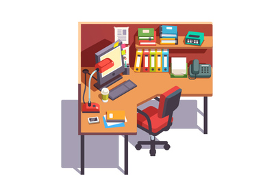 解鎖創造力 2.5D辦公書桌場景矢量素材與電腦動畫設計指南